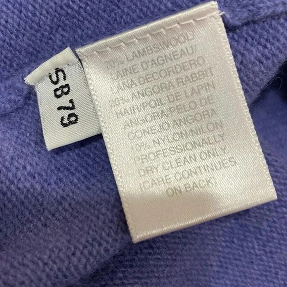 Vintage women blue-violet preppy wool pullover long  sleeves knit casual sweater - Picture 5 of 9